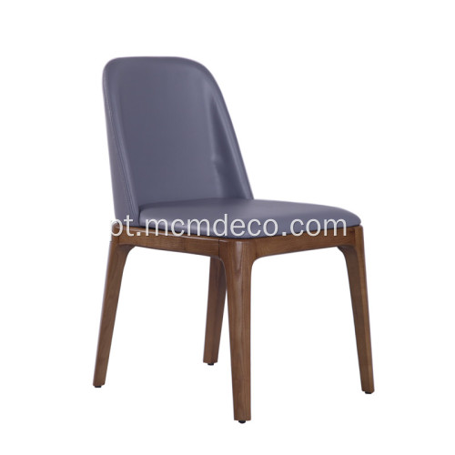 Cadeira de jantar sem braço de couro moderno